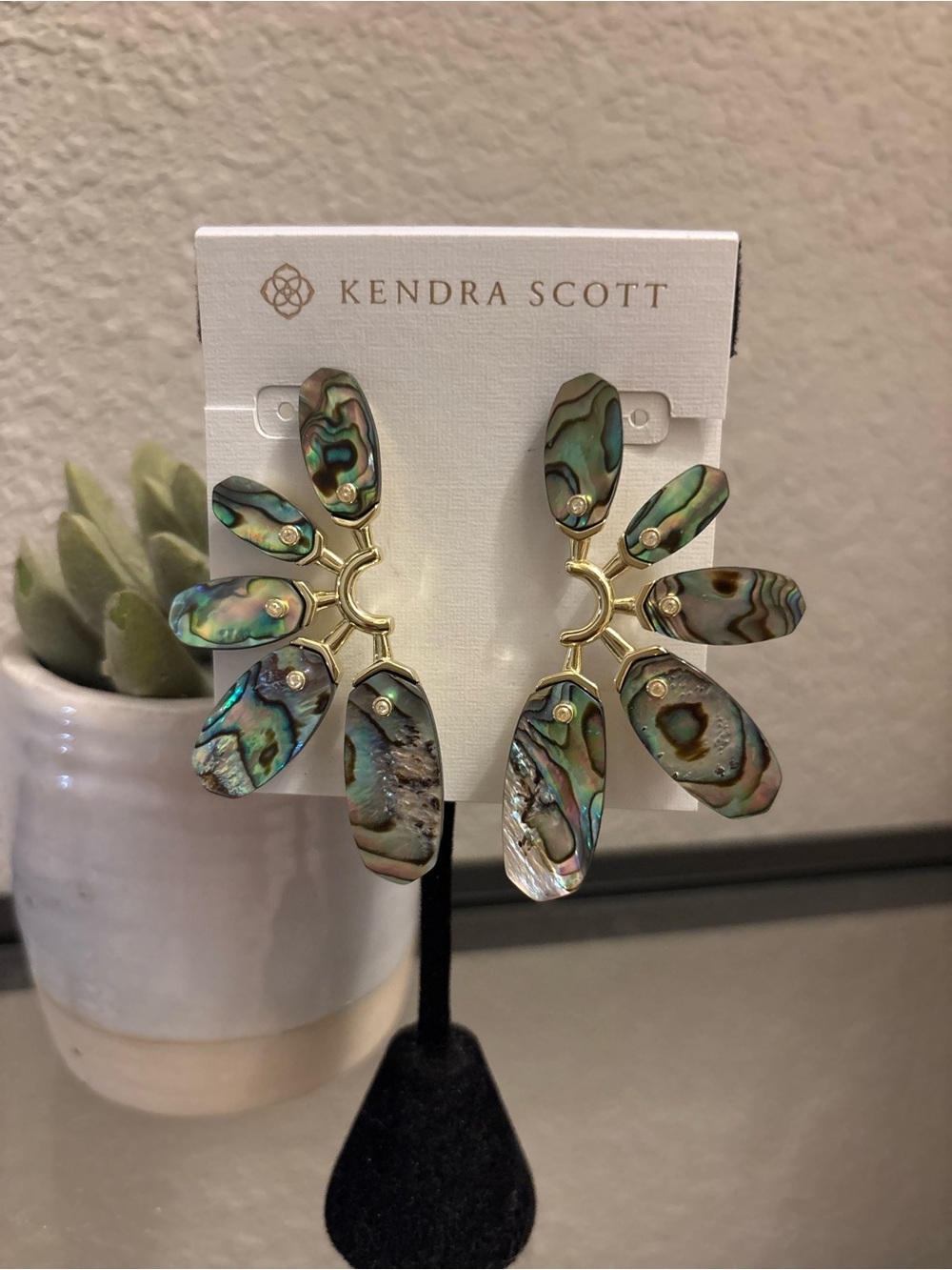 Kendra Scott Iridescent Abalone Fan Ashlyn Drop Earrings with Gold Accents